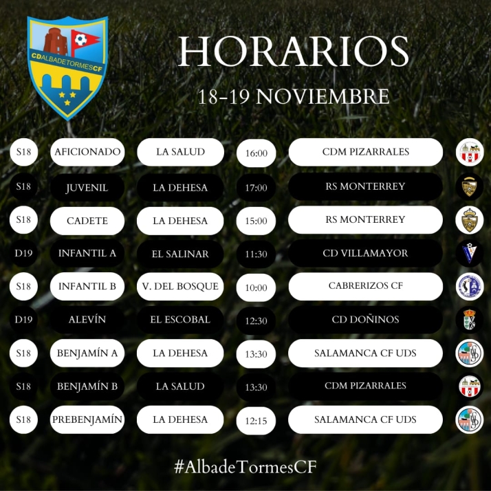 Horarios de la s&eacute;ptima jornada para el Alba de Tormes Club de F&uacute;tbol | Imagen 1