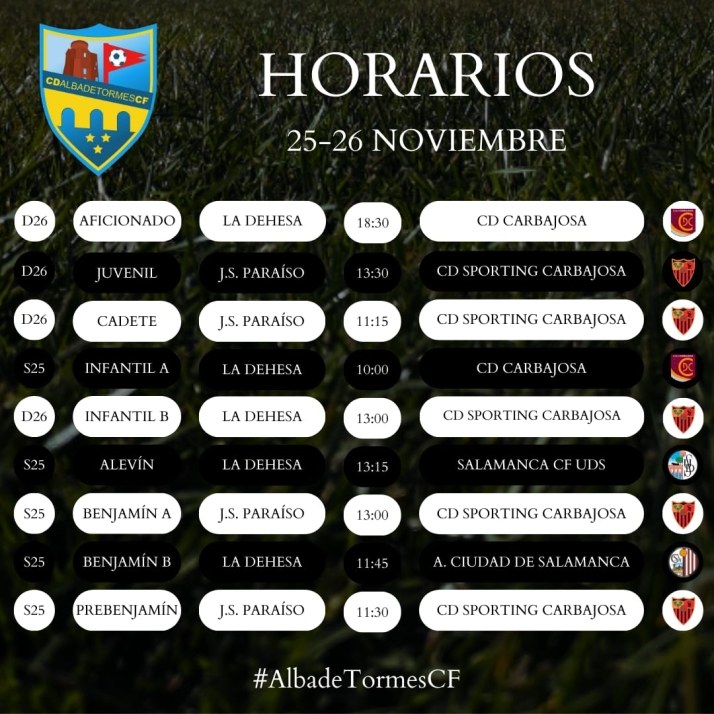 Horarios de la octava jornada para el Alba de Tormes Club de F&uacute;tbol | Imagen 1