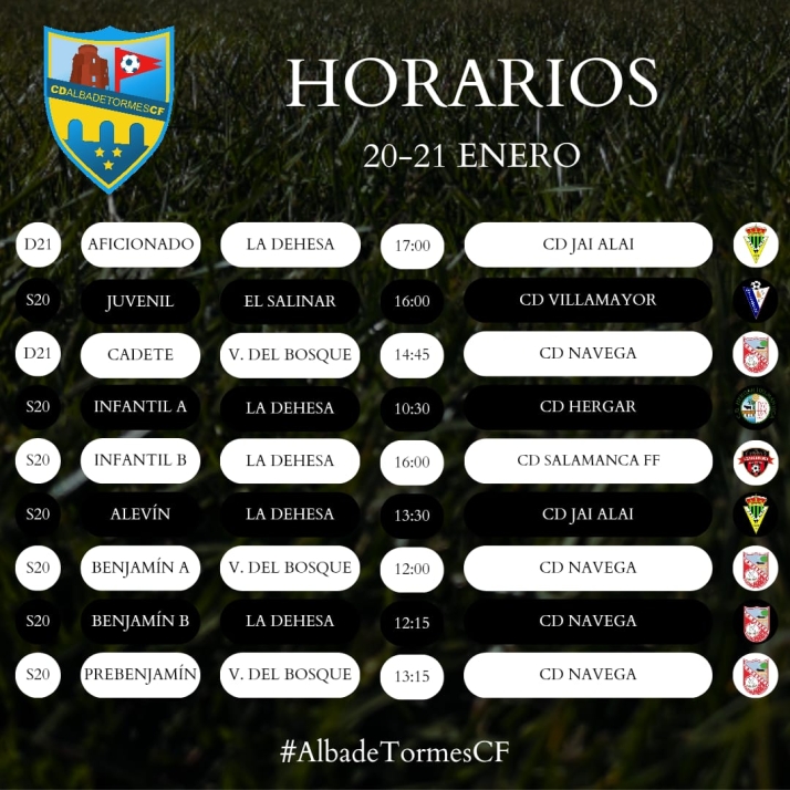 Horarios de la decimotercera jornada para el Alba de Tormes Club de F&uacute;tbol | Imagen 1