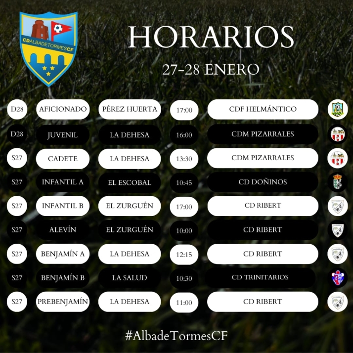 Horarios de la decimocuarta jornada para el Alba de Tormes Club de F&uacute;tbol | Imagen 1