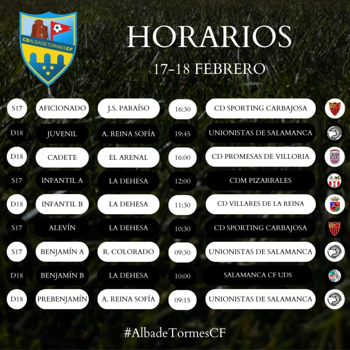 Horarios de la decimosexta jornada para el Alba de Tormes Club de F&uacute;tbol | Imagen 1