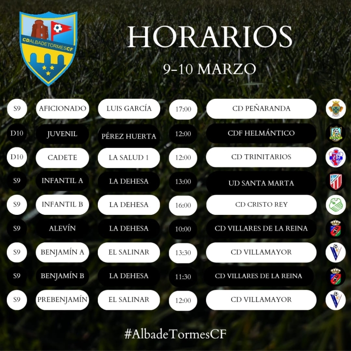 Horarios de la decimonovena jornada para el Alba de Tormes Club de F&uacute;tbol | Imagen 1