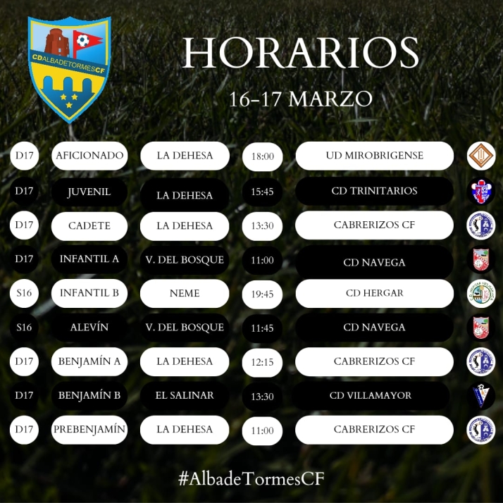 Horarios de la vig&eacute;sima jornada para el Alba de Tormes Club de F&uacute;tbol | Imagen 1