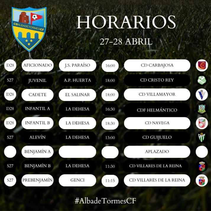 Horarios de la vig&eacute;simoquinta jornada para el Alba de Tormes Club de F&uacute;tbol | Imagen 1