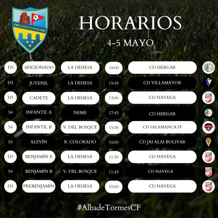 Horarios de la vig&eacute;simosexta jornada para el Alba de Tormes Club de F&uacute;tbol | Imagen 1