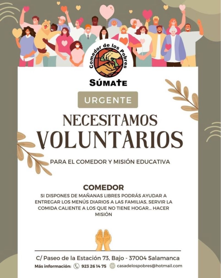 Llamamiento urgente del Comedor de los Pobres: "Necesitamos voluntarios" | Imagen 1