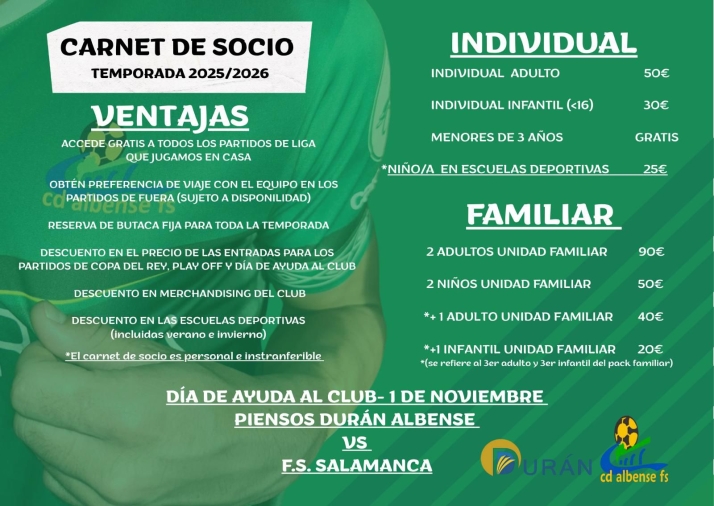 El Piensos Dur&aacute;n Albense lanza su campa&ntilde;a de socios para la temporada 2025/2026 | Imagen 2