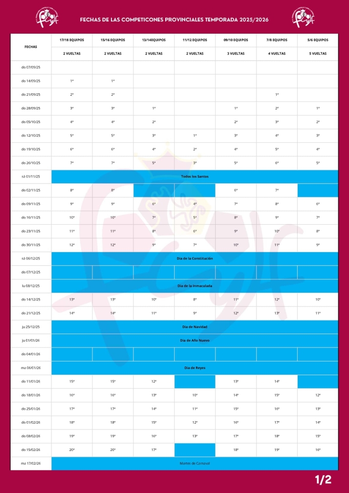 Este es el calendario del f&uacute;tbol base en Salamanca para la temporada 25/26 | Imagen 1