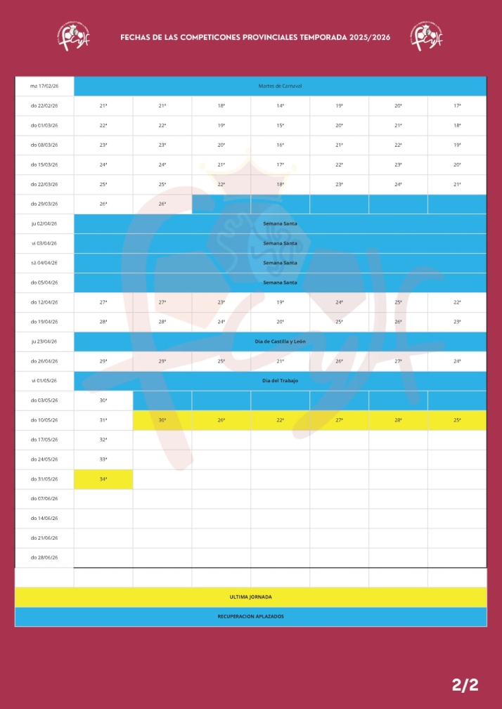 Este es el calendario del f&uacute;tbol base en Salamanca para la temporada 25/26 | Imagen 2