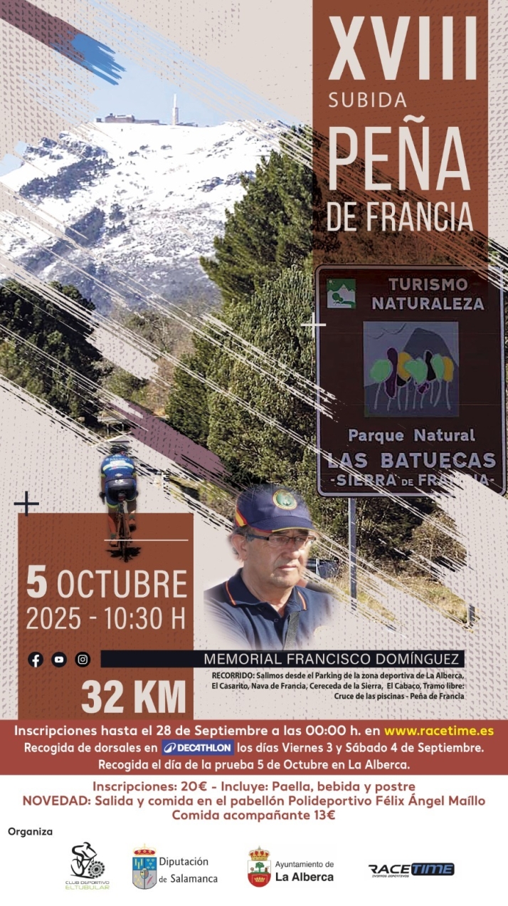 La XVIII Subida a la Pe&ntilde;a de Francia ser&aacute; una fiesta del ciclismo en La Alberca con un invitado de lujo y de los mejores gregarios de Miguel Indurain y Pedro Delgado | Imagen 1