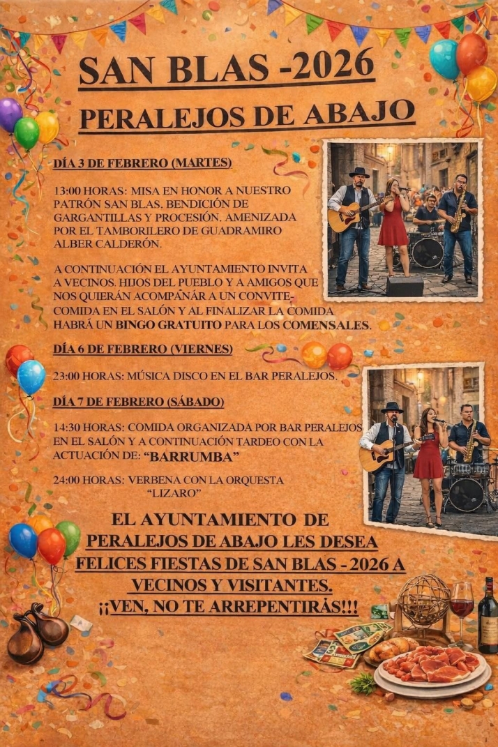 Peralejos de Abajo se prepara para sus fiestas de San Blas con un programa lleno de tradici&oacute;n y m&uacute;sica | Imagen 1