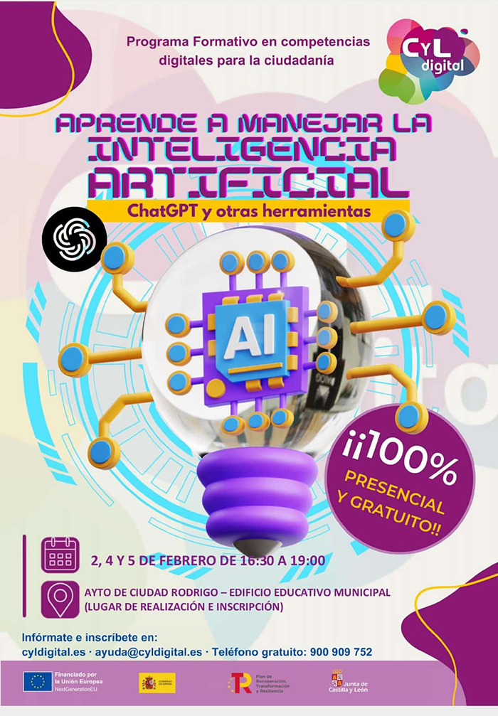 Continúa abierta la inscripción para la formación gratuita sobre IA en Ciudad Rodrigo | Imagen 1