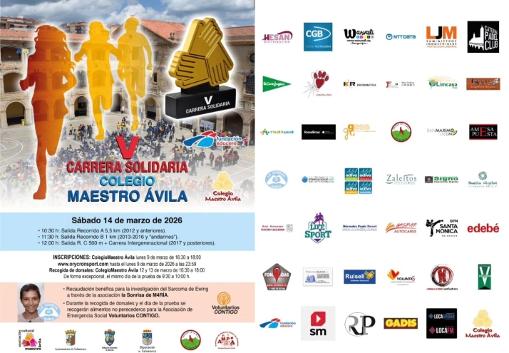 El Colegio Maestro &Aacute;vila presenta la V Carrera Solidaria a favor de la asociaci&oacute;n 'La Sonrisa de M4R&Iacute;A' y ya puedes inscribirte | Imagen 1