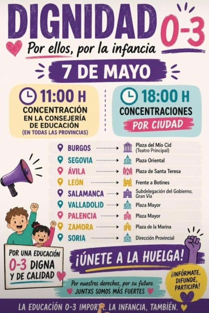 Hora y lugar de las dos movilizaciones de las educadoras infantiles este jueves en Salamanca | Imagen 1