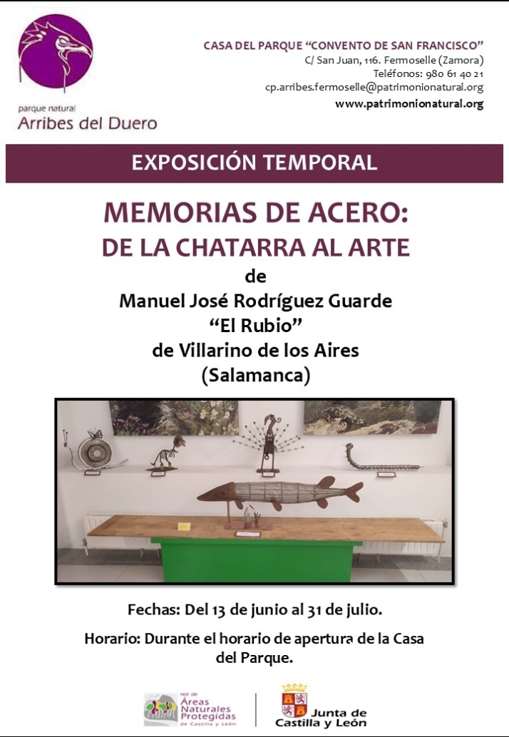 El villarinense Manuel Jos&eacute; Rodr&iacute;guez expone sus esculturas de metal reciclado en la Casa del Parque Arribes de Fermoselle | Imagen 1