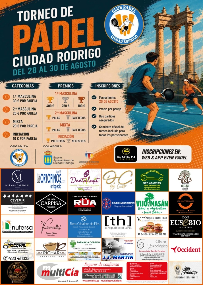 Abiertas las inscripciones para el Torneo de P&aacute;del de Ciudad Rodrigo | Imagen 1