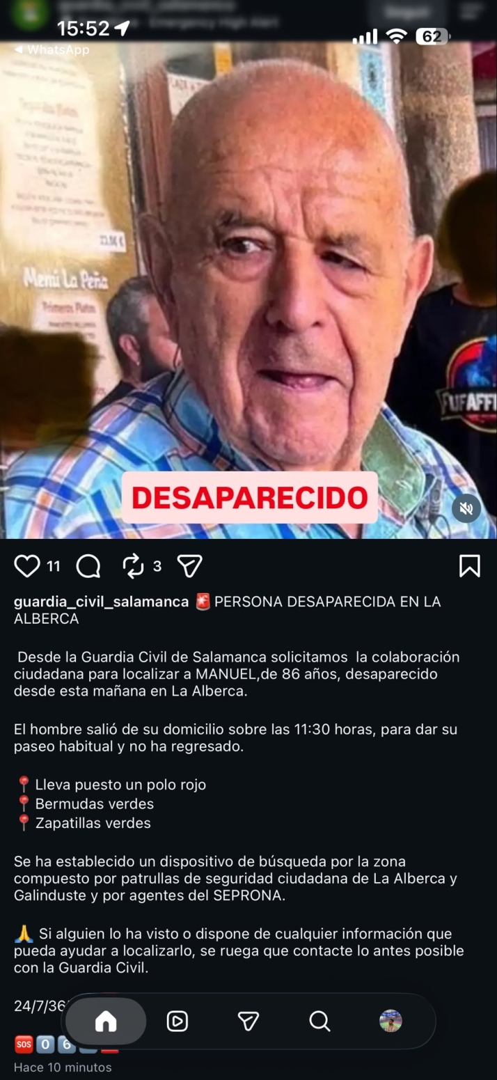 Buscan a un hombre de 86 años desaparecido esta mañana en La Alberca | Imagen 1