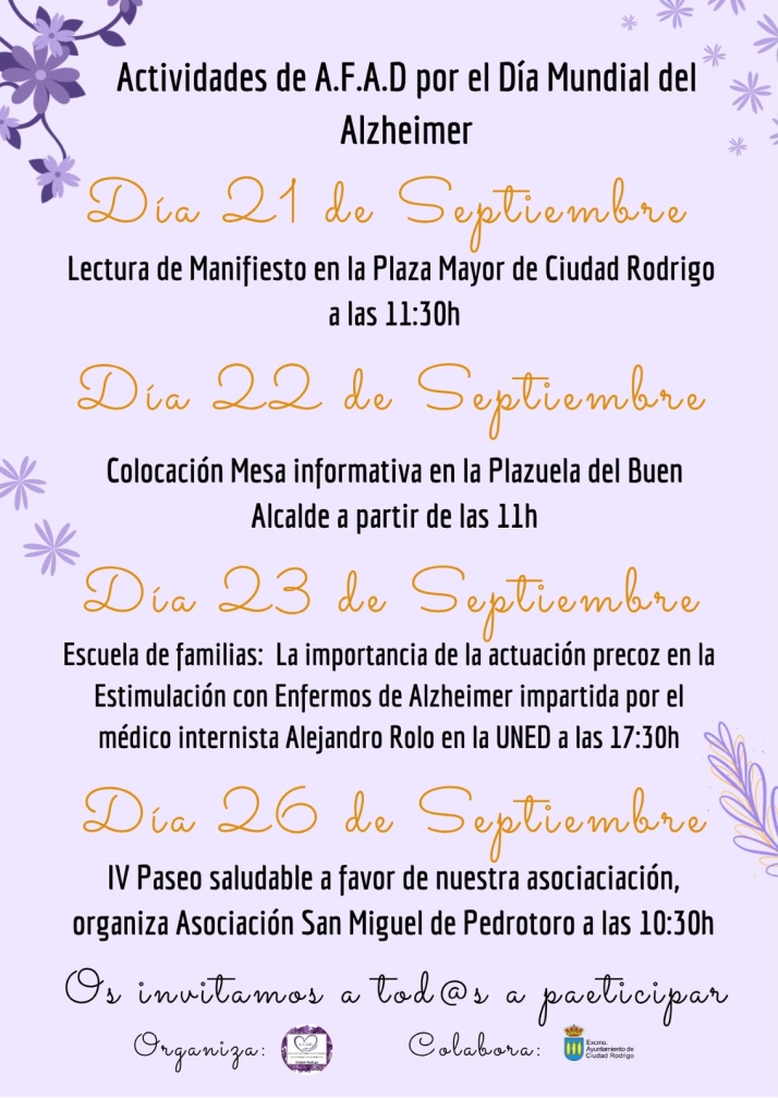 AFAD Ciudad Rodrigo presenta su programa por el Día del Alzheimer | Imagen 2