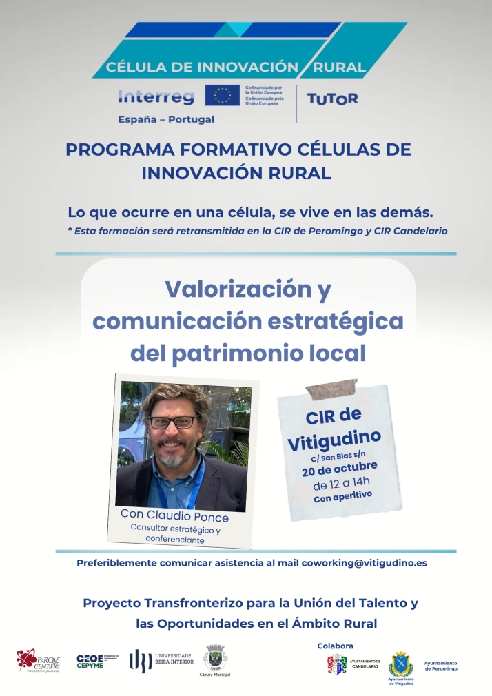 Claudio Ponce impartirá en Vitigudino una sesión sobre comunicación estratégica del patrimonio | Imagen 1