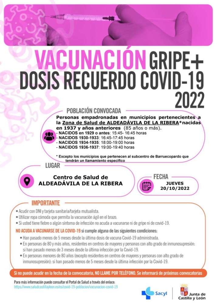 El Centro de Salud de Aldead&aacute;vila acoger&aacute; la vacunaci&oacute;n covid de mayores de 85 a&ntilde;os en cuarta dosis | Imagen 1