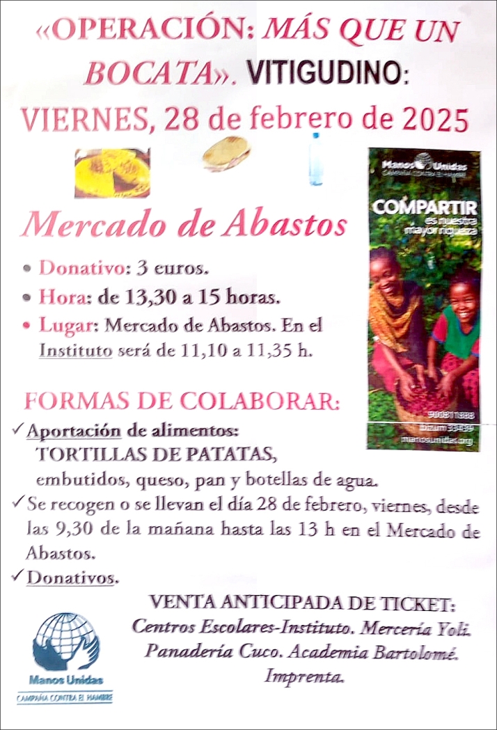 Vitigudino prepara una nueva edici&oacute;n del &lsquo;Bocata solidario&rsquo; de Manos Unidas para el 28 de febrero | Imagen 1