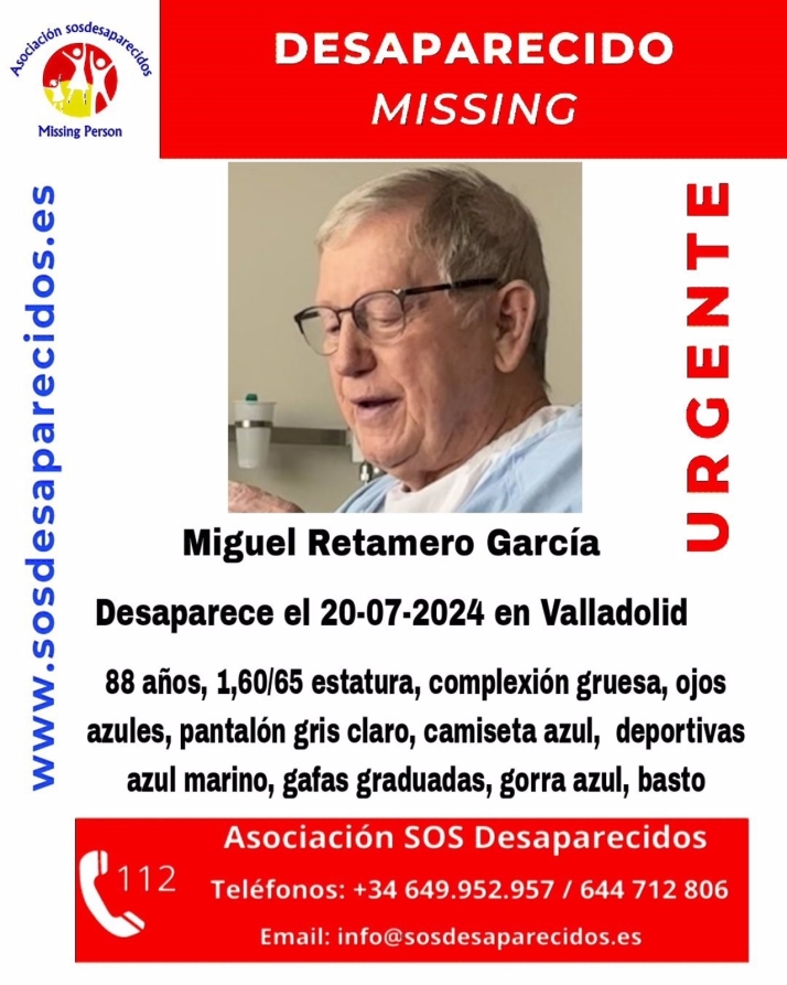 Buscan a un hombre de 88 a&ntilde;os desaparecido en Valladolid desde este s&aacute;bado | Imagen 1