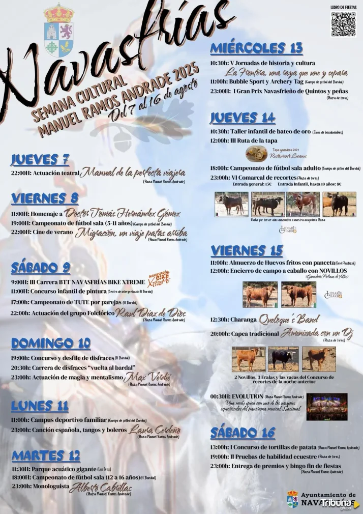 Navasfr&iacute;as termina de desvelar los actos de su Semana Cultural, con las citas taurinas el viernes 15 | Imagen 1