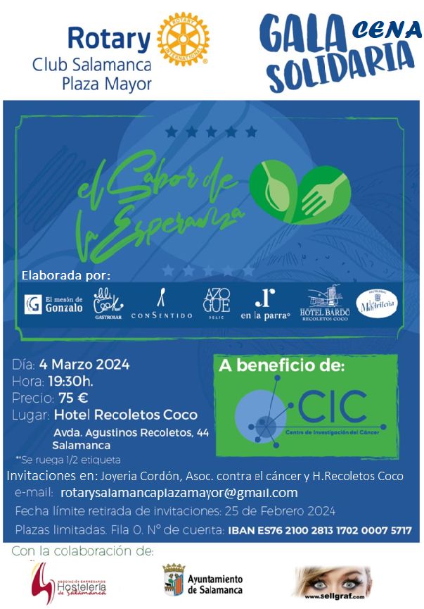 'El sabor de la esperanza', una gala solidaria con un "men&uacute; exquisito" para luchar contra el c&aacute;ncer en Salamanca | Imagen 1
