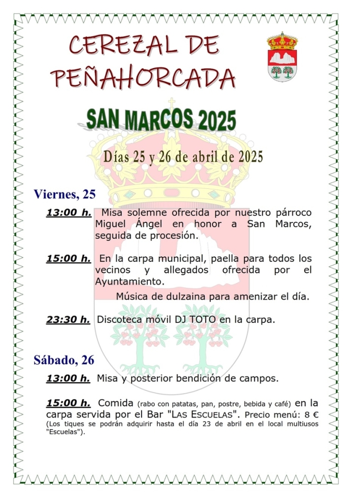Cerezal de Pe&ntilde;ahorcada ya celebra sus fiestas en honor a San Marcos | Imagen 1