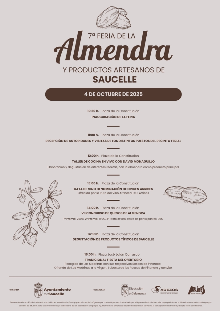 Saucelle celebrar&aacute; su VII Feria de la Almendra con catas, cocina en vivo y un concurso de quesos | Imagen 1