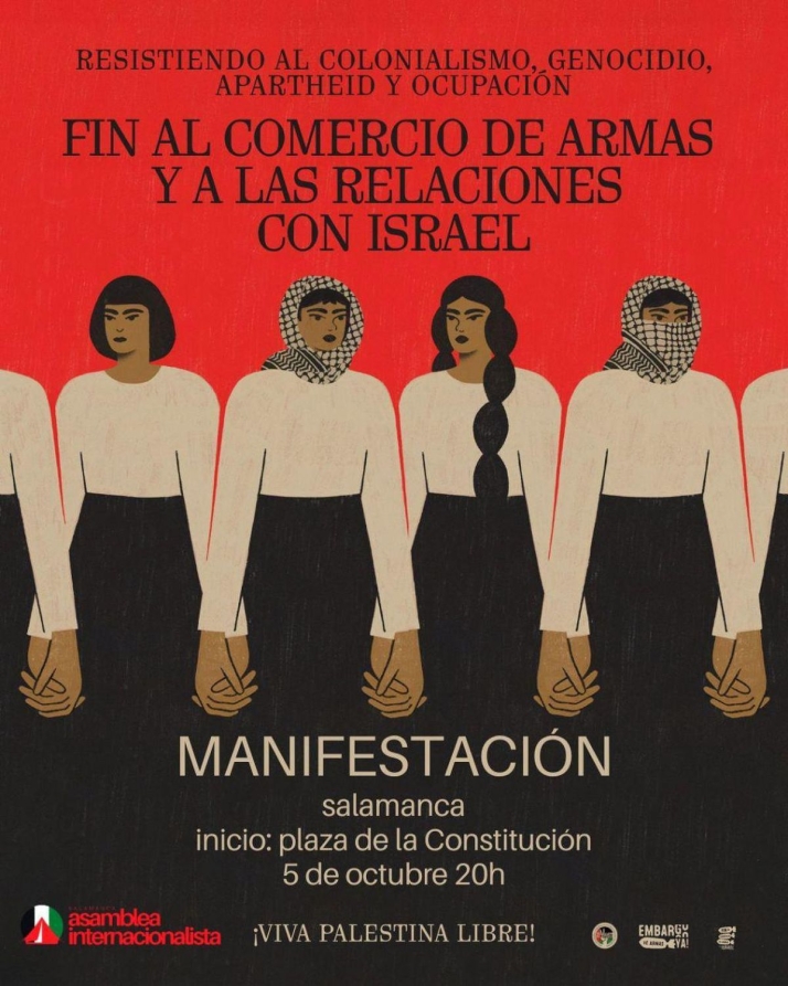 'Fin al comercio de armas y a las relaciones con Israel': nueva manifestaci&oacute;n este domingo por Palestina en Salamanca | Imagen 1