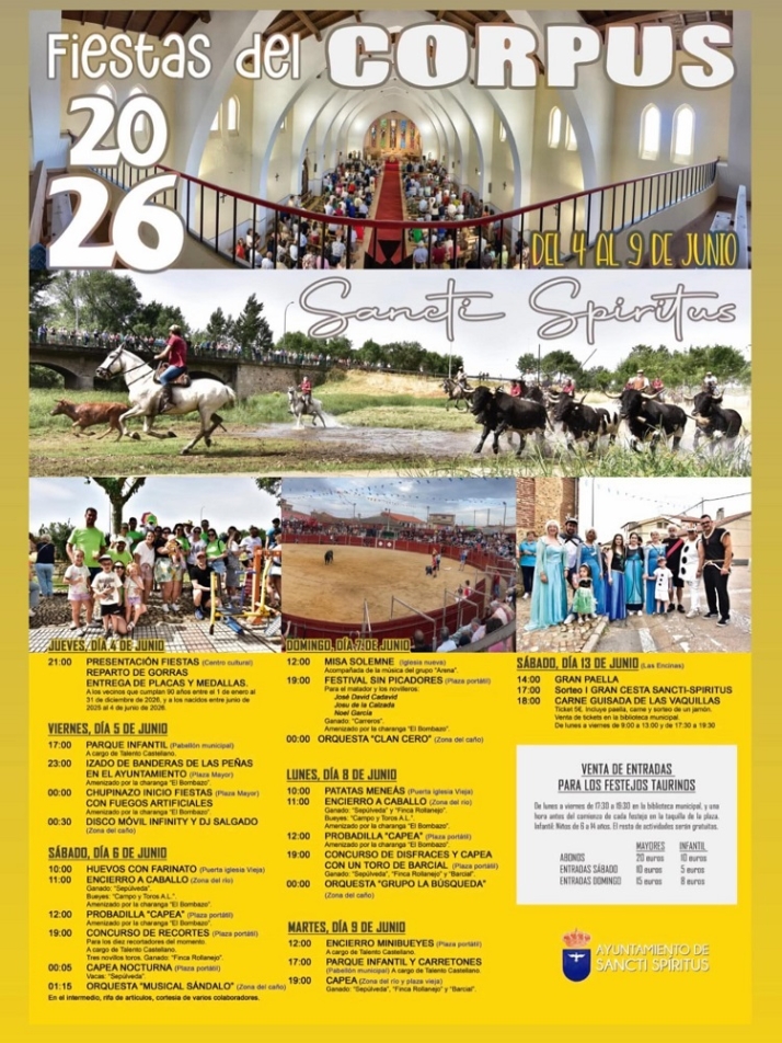 Toros, m&uacute;sica y gastronom&iacute;a: as&iacute; ser&aacute;n las fiestas del Corpus en Sancti-Sp&iacute;ritus | Imagen 1