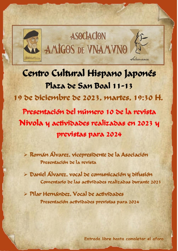 La Asociaci&oacute;n Amigos de Unamuno presenta este martes el n&uacute;mero 10 de la revista 'Nivola'  | Imagen 1