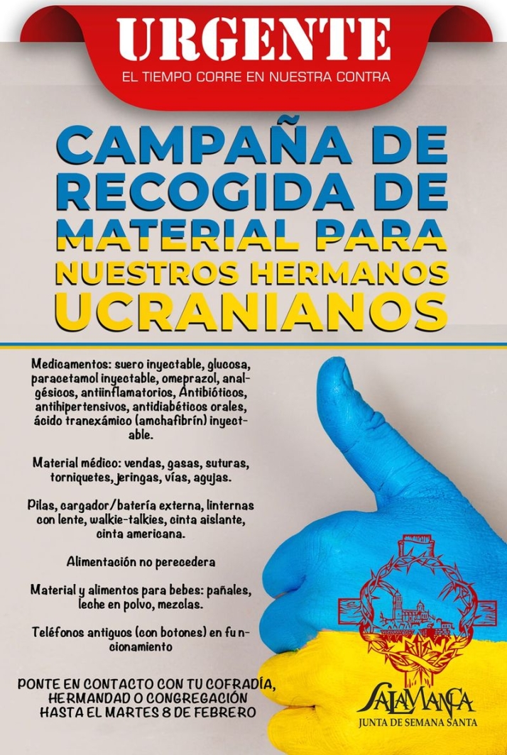"El tiempo corre en nuestra contra", las cofrad&iacute;as salmantinas se movilizan para recoger material humanitario destinado a Ucrania | Imagen 1