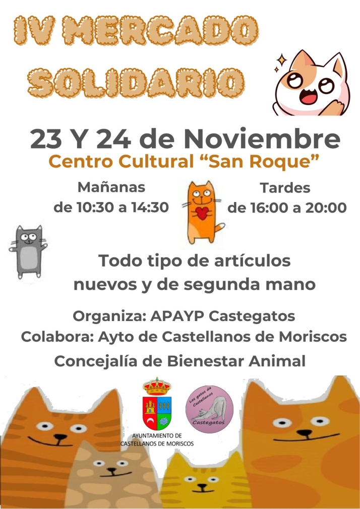 El Mercado Solidario 'Castegatos' regresa este fin de semana a Castellanos de Moriscos | Imagen 1