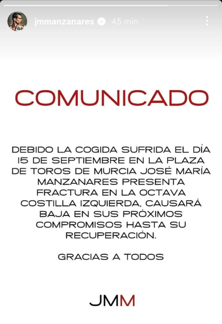 Jos&eacute; Mar&iacute;a Manzanares, baja en La Glorieta | Imagen 1