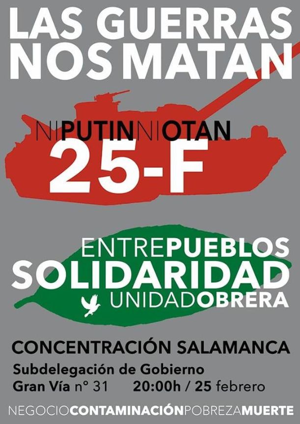 'Ni Putin ni OTAN': concentraci&oacute;n este s&aacute;bado en Salamanca contra "todas las guerras" | Imagen 1