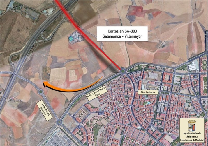 Cerrada al tr&aacute;fico desde este viernes el tramo de la carretera SA-300 que une Salamanca y Villamayor  | Imagen 1