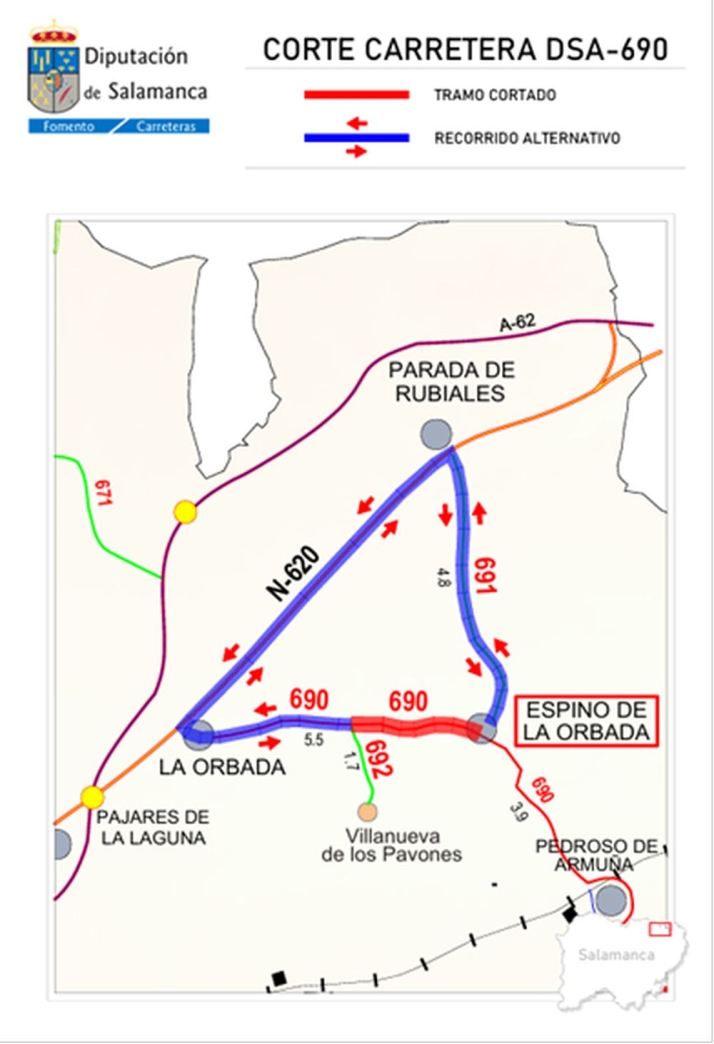 Cambiar&aacute; el tr&aacute;fico para los vecinos de Espino de la Orbada y La Orbada | Imagen 1