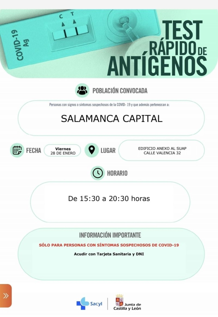 Test r&aacute;pidos y gratuitos de ant&iacute;genos para este viernes en Salamanca | Imagen 1
