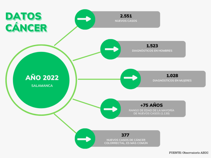 Salamanca registra m&aacute;s de 2.550 nuevos casos de c&aacute;ncer en un a&ntilde;o: colorrectal y pr&oacute;stata, los m&aacute;s abundantes | Imagen 1