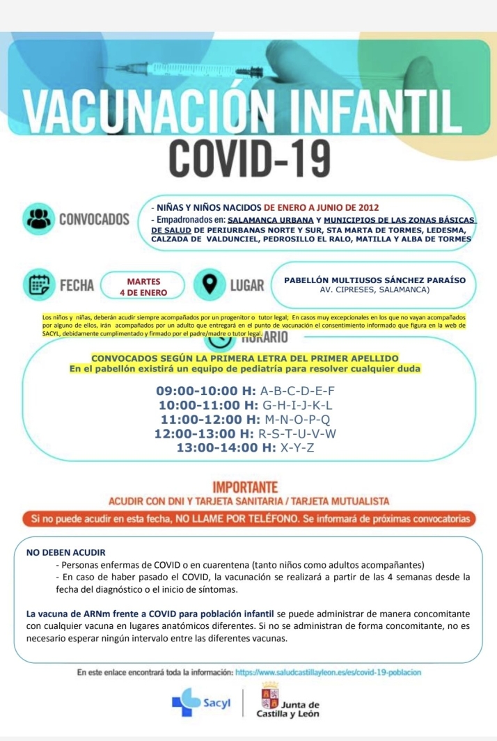 Las vacunaciones de los menores nacidos en 2012 y 2013 ser&aacute; los d&iacute;as 4 y 7 de enero | Imagen 1