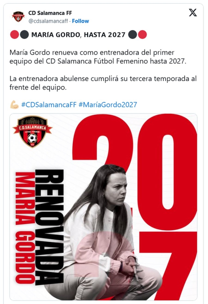María Gordo seguirá al frente del CD Salamanca FF hasta 2027 | Imagen 1