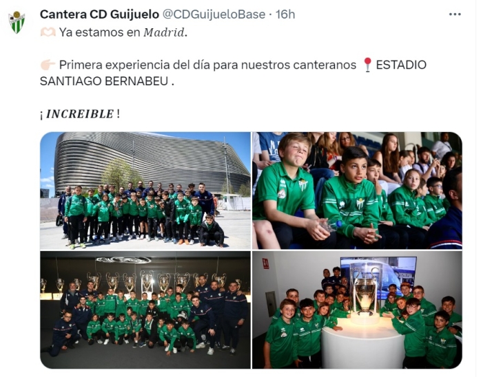 El d&iacute;a inolvidable de la cantera del CD Guijuelo con el Real Madrid: del Santiago Bernab&eacute;u y las Champions... a jugar en Valdebebas unos amistosos | Imagen 1