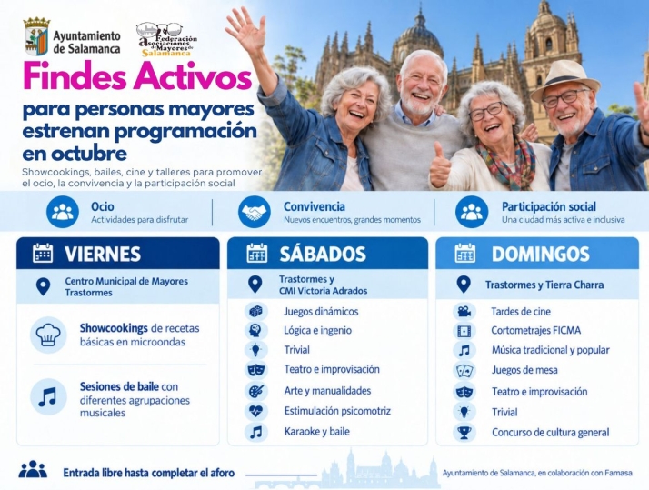 Los ‘Findes Activos’ para personas mayores estrenan programación con sesiones de ‘showcookings’, bailes, cine y talleres | Imagen 1