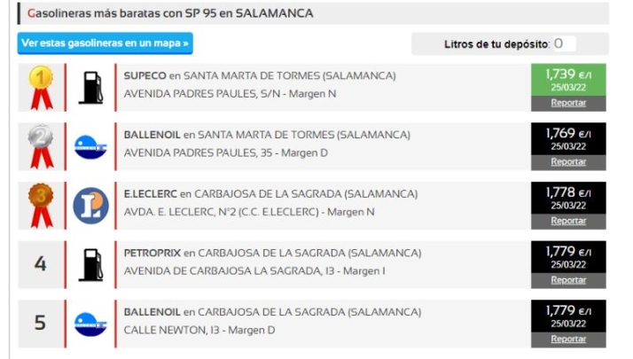 Las gasolineras m&aacute;s baratas de la provincia de Salamanca | Imagen 1