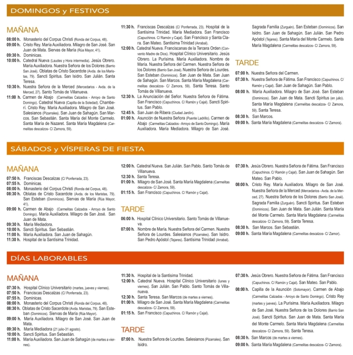 Estos son los nuevos horarios de misas en Salamanca | Imagen 1