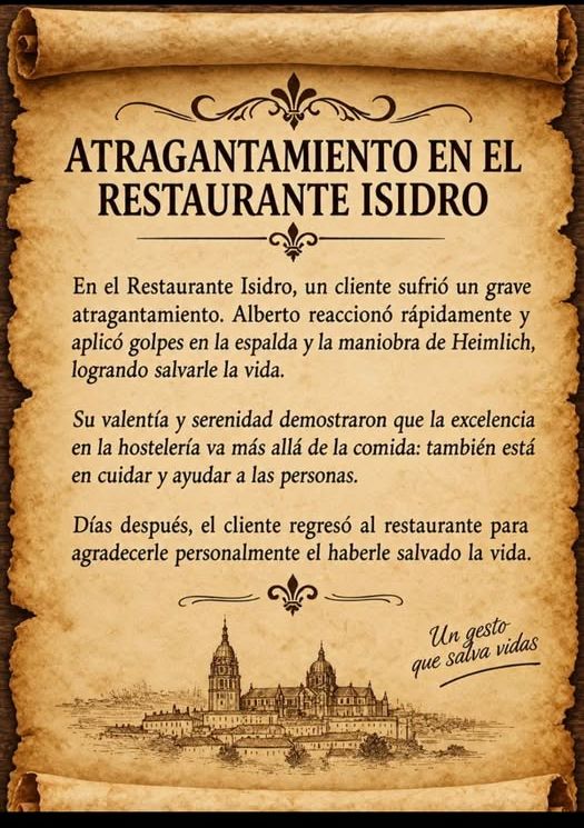 El maître del Restaurante Isidro salva la vida a un cliente | Imagen 1