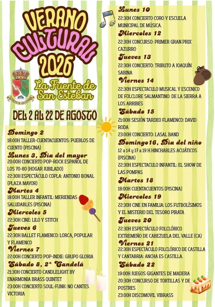 M&uacute;sica, cine y tradici&oacute;n protagonizan el Verano Cultural de La Fuente de San Esteban | Imagen 1