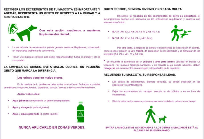 Pe&ntilde;aranda subraya la importancia de la limpieza de excrementos y orines animales en las calles: &ldquo;Qui&eacute;n recoge siembra civismo y no paga multa&rdquo; | Imagen 2